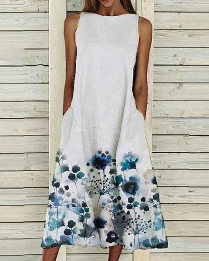 Damen Ärmelloses Kleid mit lockerem Schnitt und Druckmuster