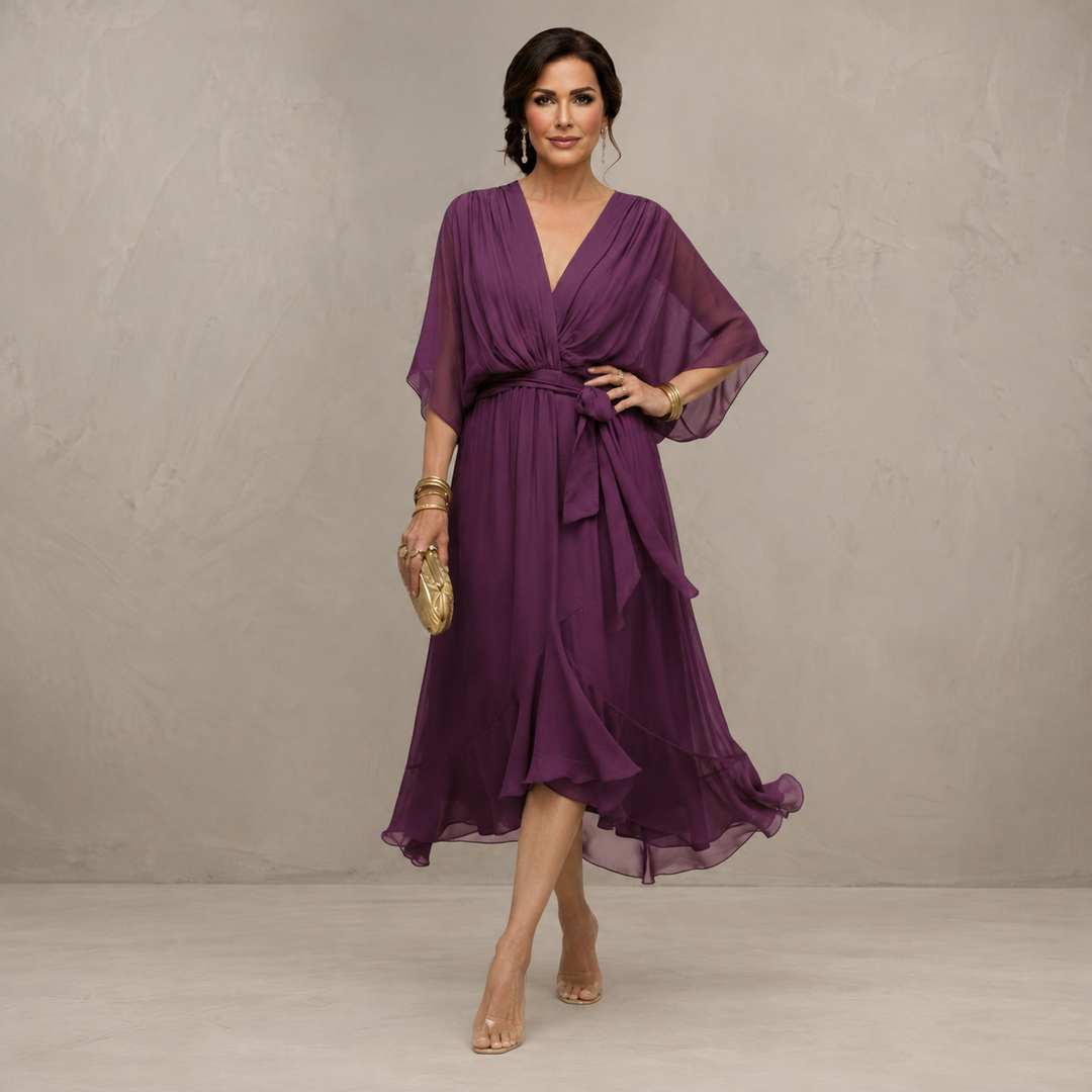 Marta - Elegantes Chiffon Midi Kleid