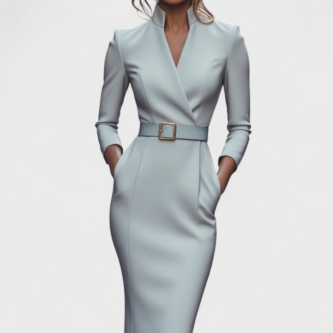 Rebeca - Damen Midikleid mit Wickeloptik und Gürtel