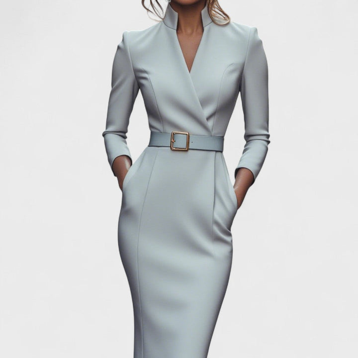 Rebeca - Damen Midikleid mit Wickeloptik und Gürtel