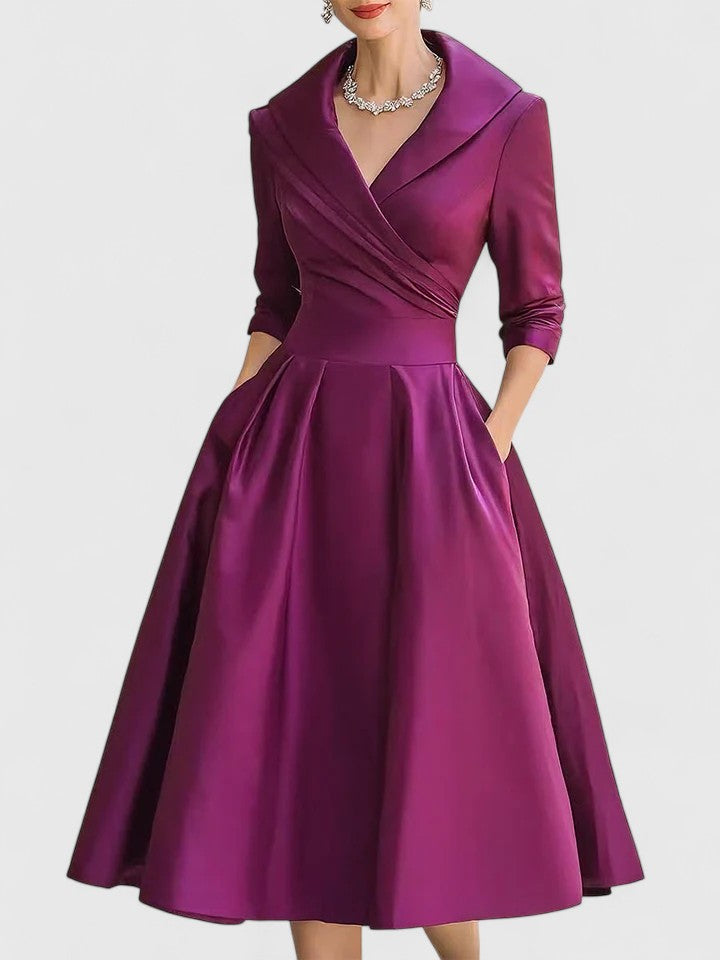 Ewelina - Damen A-Linienkleid mit Wickelkragen und elegantem Design