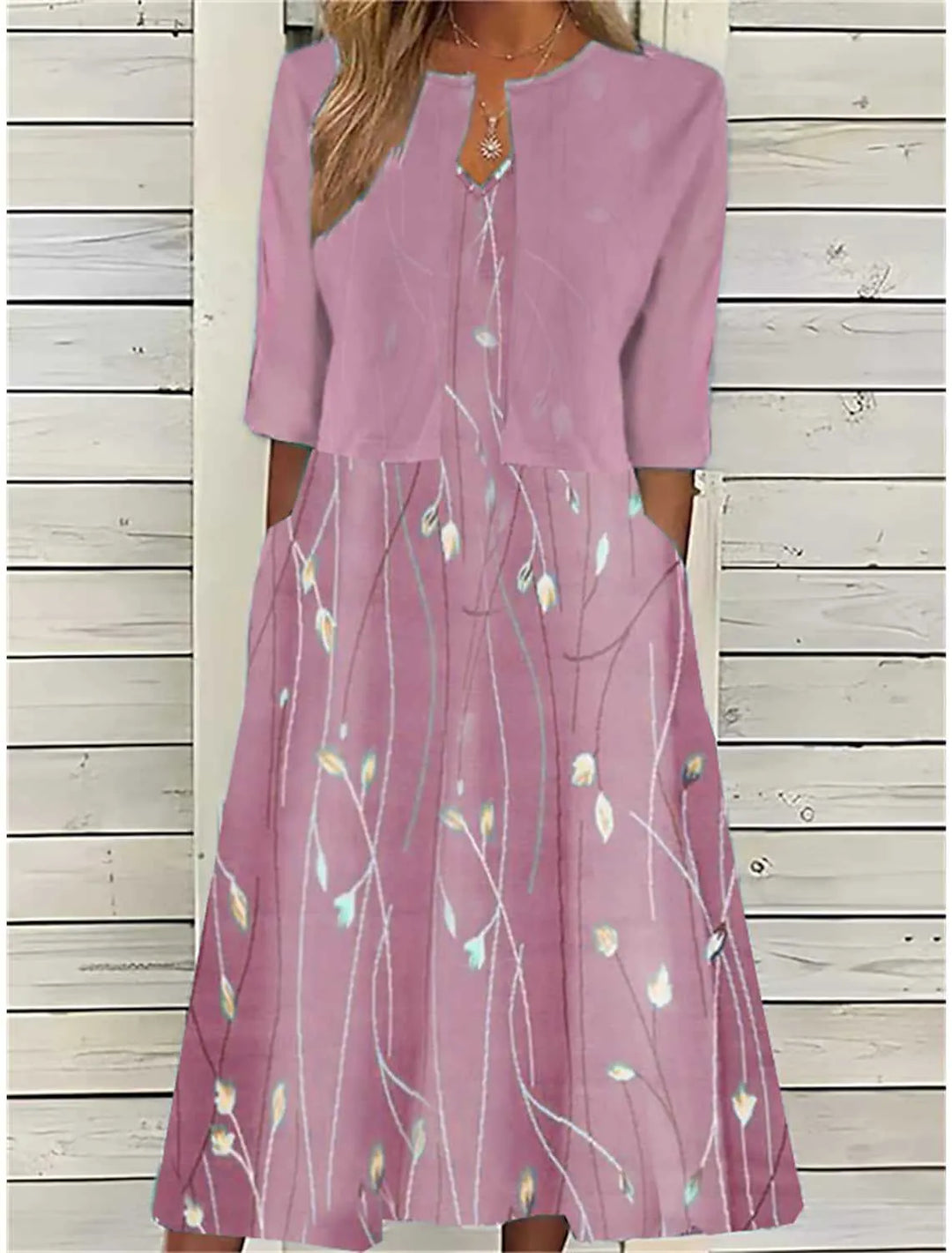 Elise - Damen Zweiteiliges Midi-Kleid mit Blumenmuster