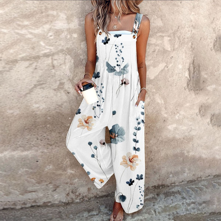 Daisy | Damen Overall mit floralem Druck, weit geschnitten, ärmellos