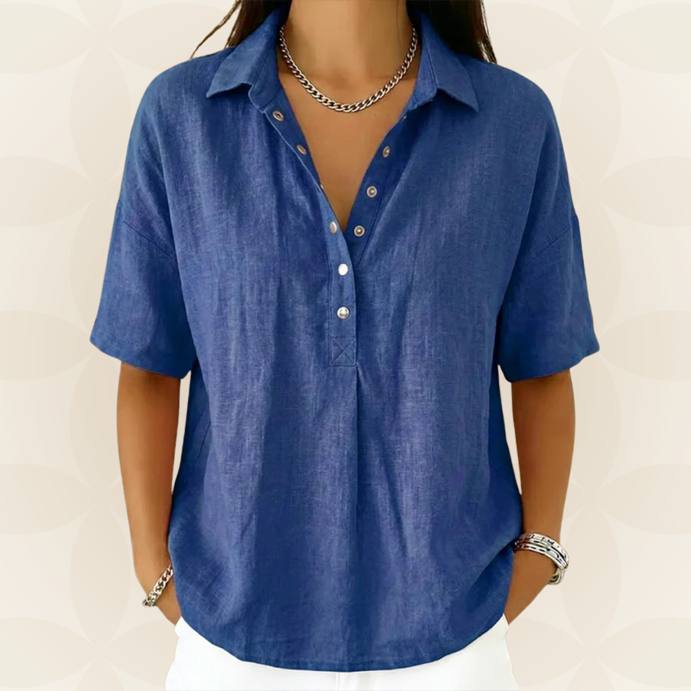 Corinne — Bluse mit Kragen und Knopfdetail