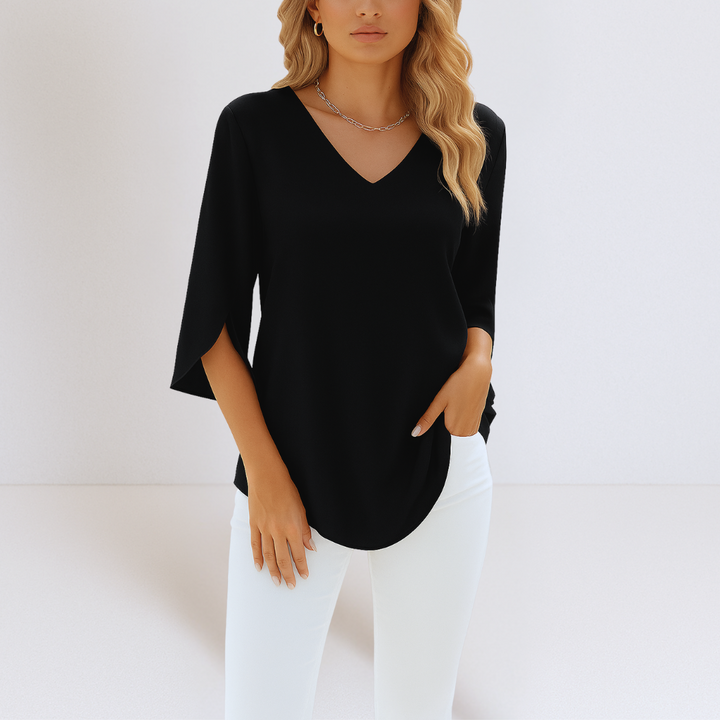 SOPHIE - Elegante Bluse mit V-Ausschnitt und Schlitzärmeln