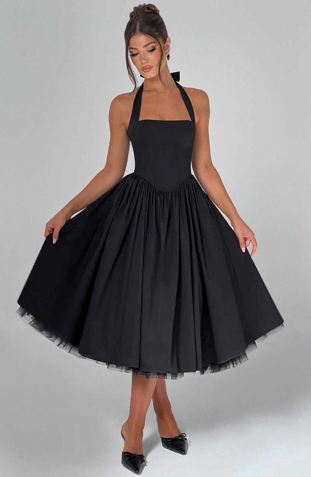 Damen Hochzeitsgast Halter Midi Kleid