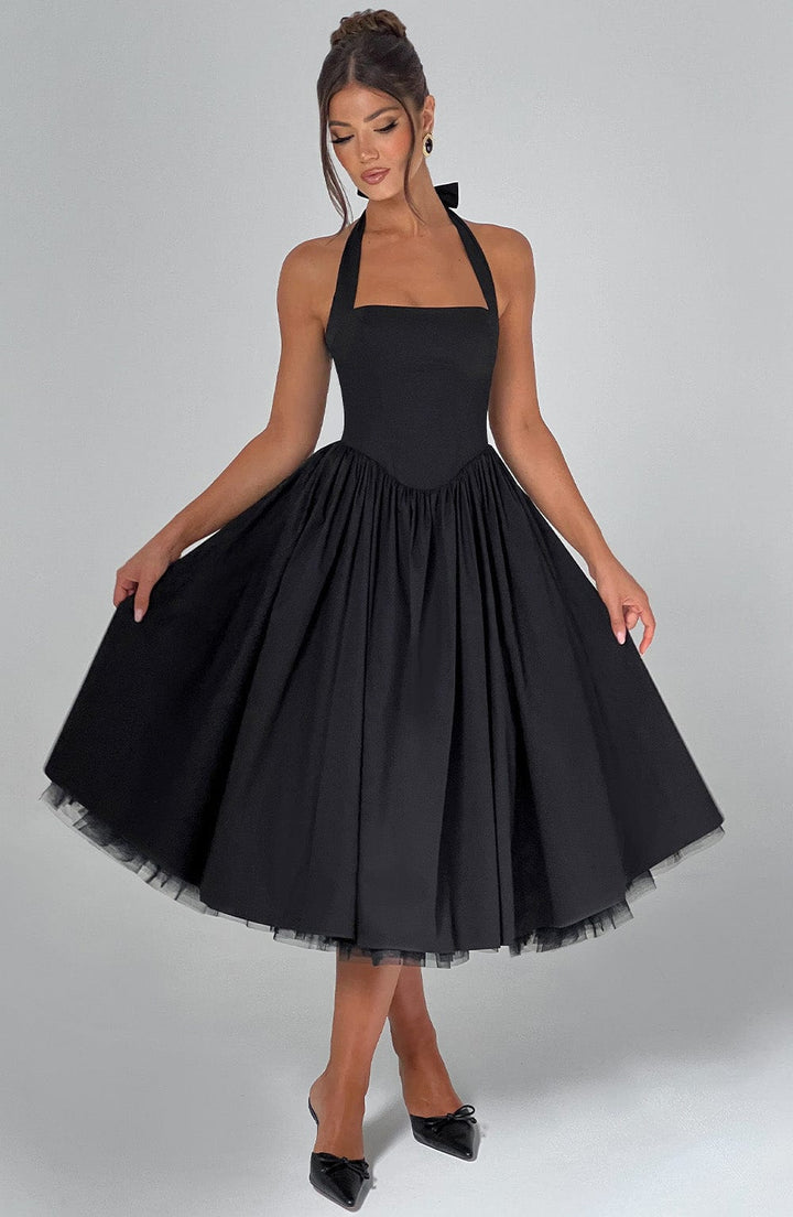Damen Hochzeitsgast Halter Midi Kleid