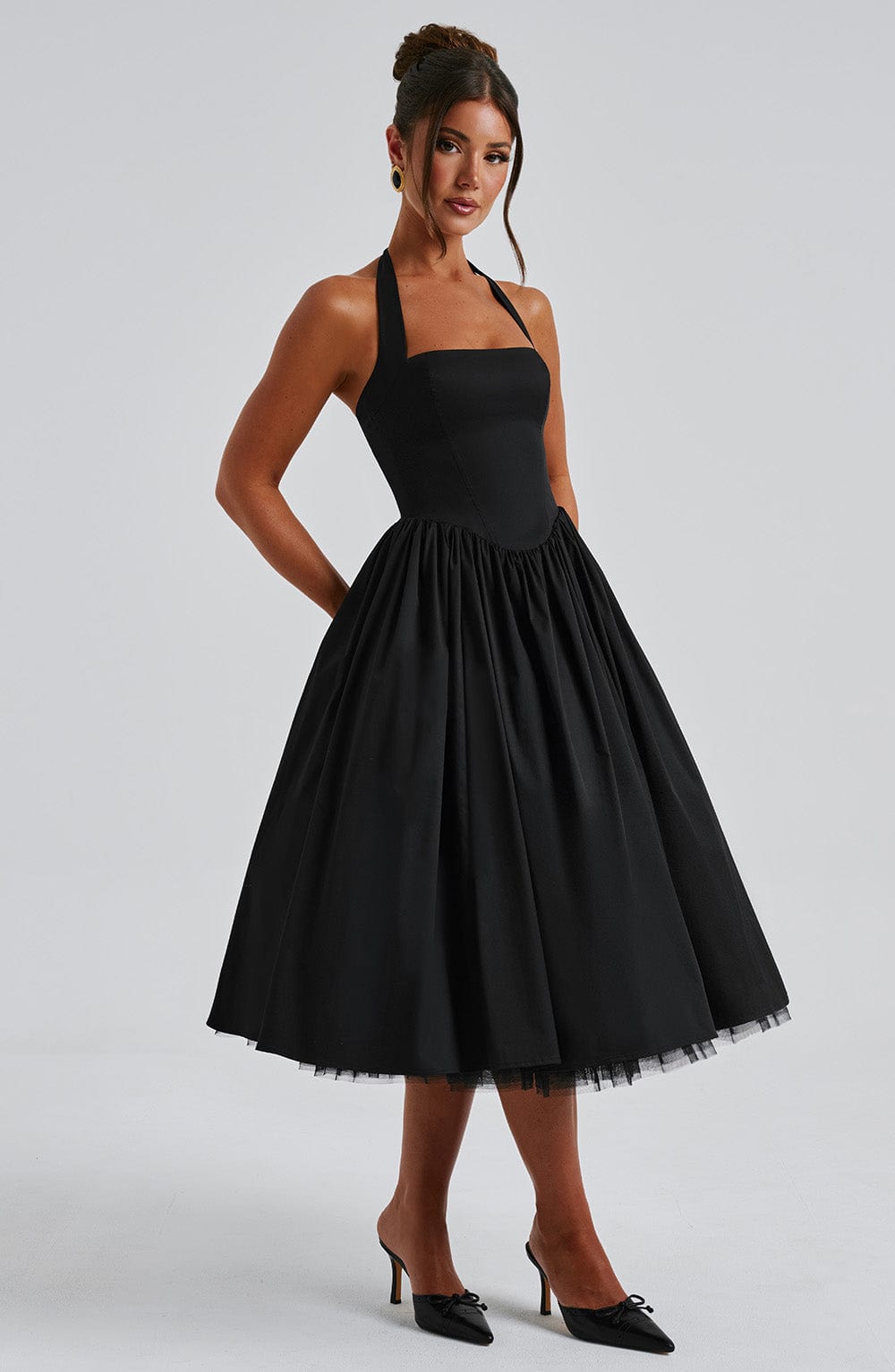Damen Hochzeitsgast Halter Midi Kleid