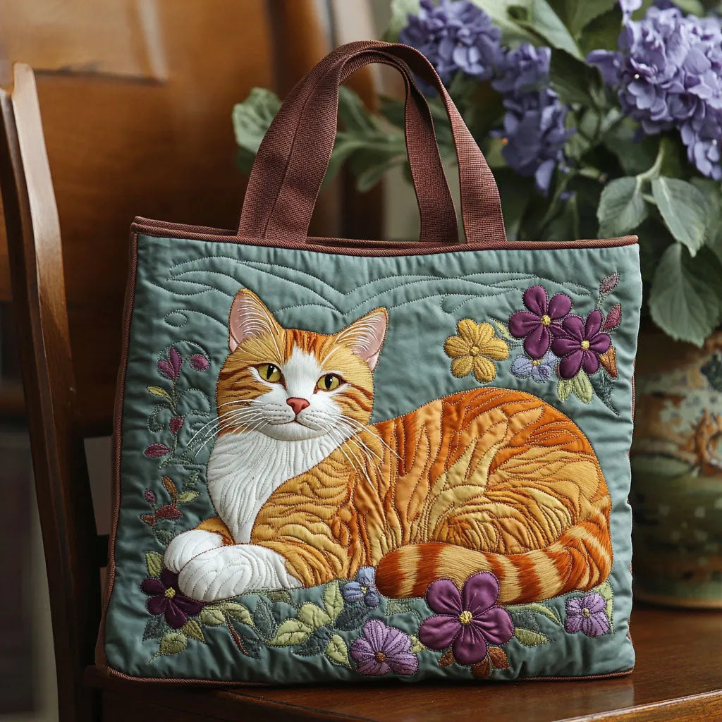 Gesteppte Tote Bag mit Motiv Orange Katze von Maria Zürich
