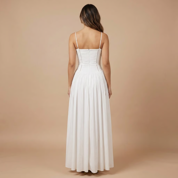 Stephanie - Blumendruck Korsett-Oberteil Midikleid