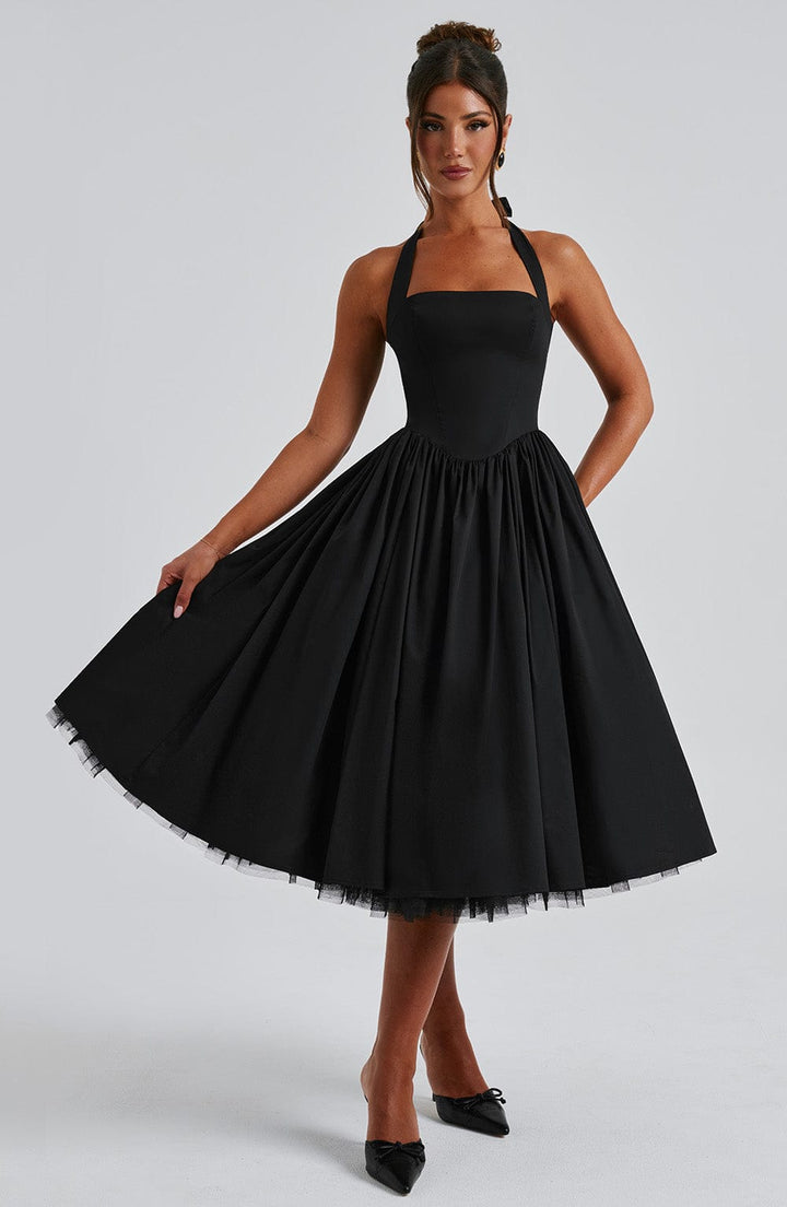 Damen Hochzeitsgast Halter Midi Kleid