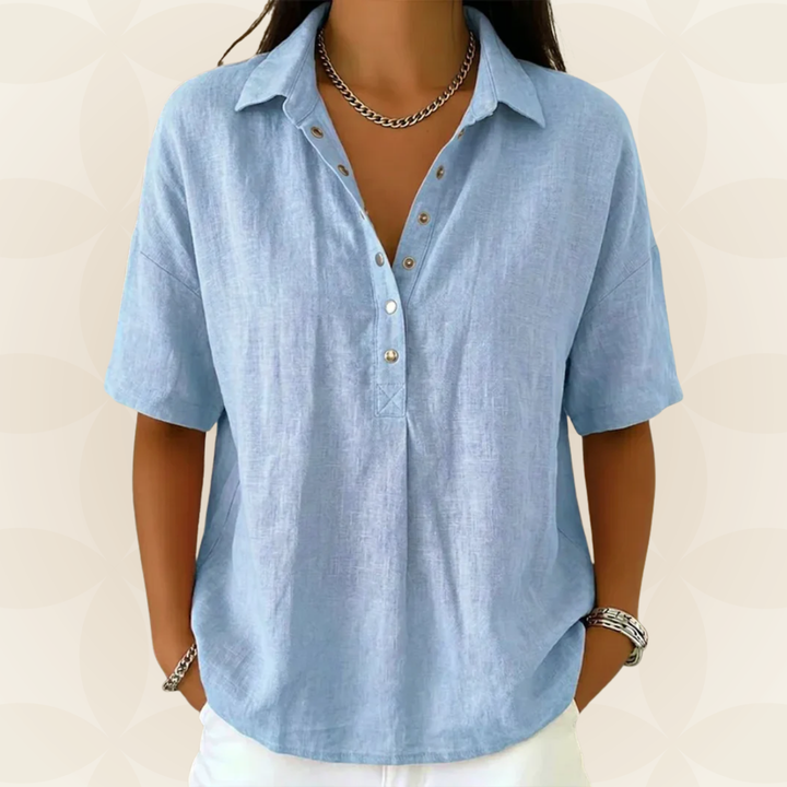 Corinne — Bluse mit Kragen und Knopfdetail