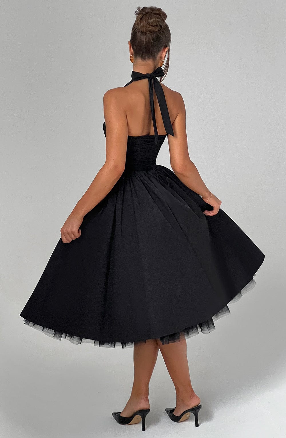 Damen Hochzeitsgast Halter Midi Kleid