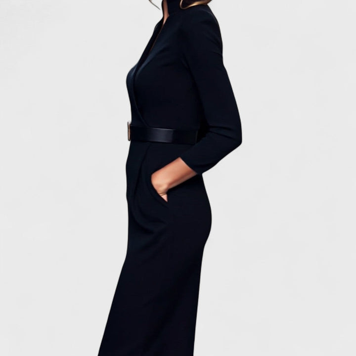 Rebeca - Damen Midikleid mit Wickeloptik und Gürtel