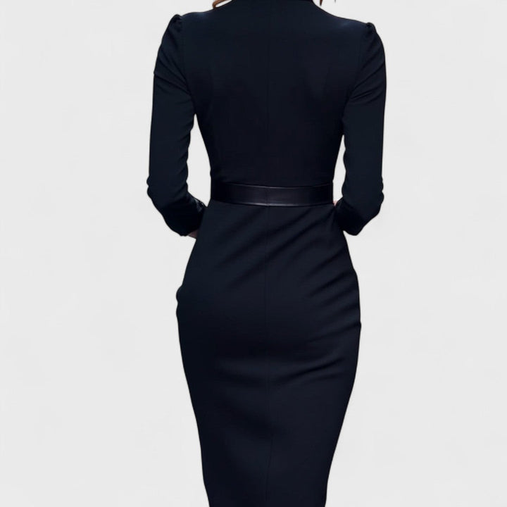 Rebeca - Damen Midikleid mit Wickeloptik und Gürtel