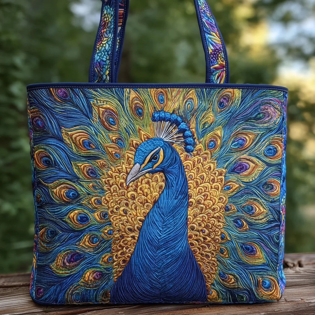 Gesteppte Tote Bag mit Motiv Königlicher Pfau von Maria Zürich