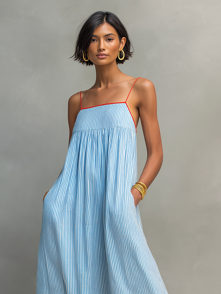 Katharina gestreiftes Maxikleid mit schmalen Trägern – Ansicht 6