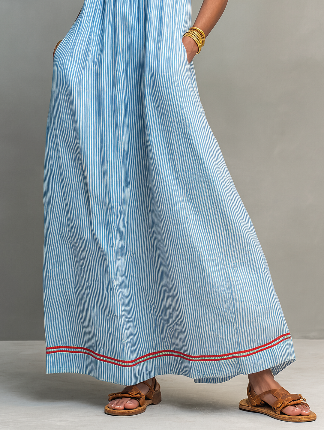 Katharina gestreiftes Maxikleid mit schmalen Trägern – Ansicht 7