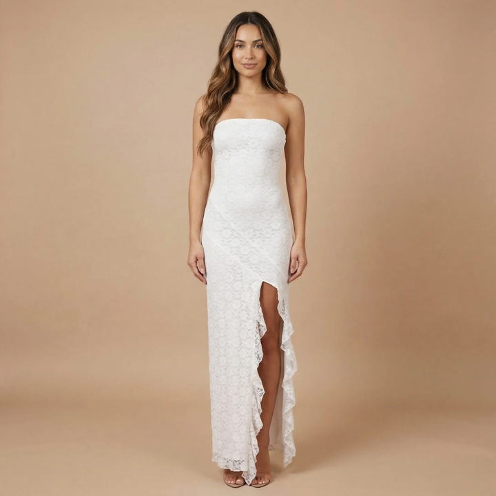 Hochzeitsgäste Strapless Blumen Maxi Kleid für Damen