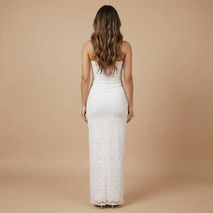 Hochzeitsgäste Strapless Blumen Maxi Kleid für Damen