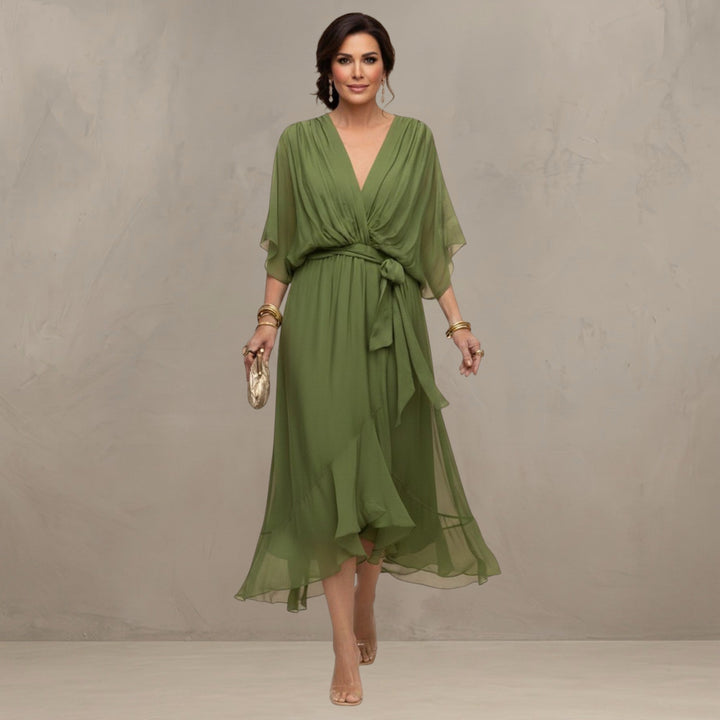 Marta - Elegantes Chiffon Midi Kleid