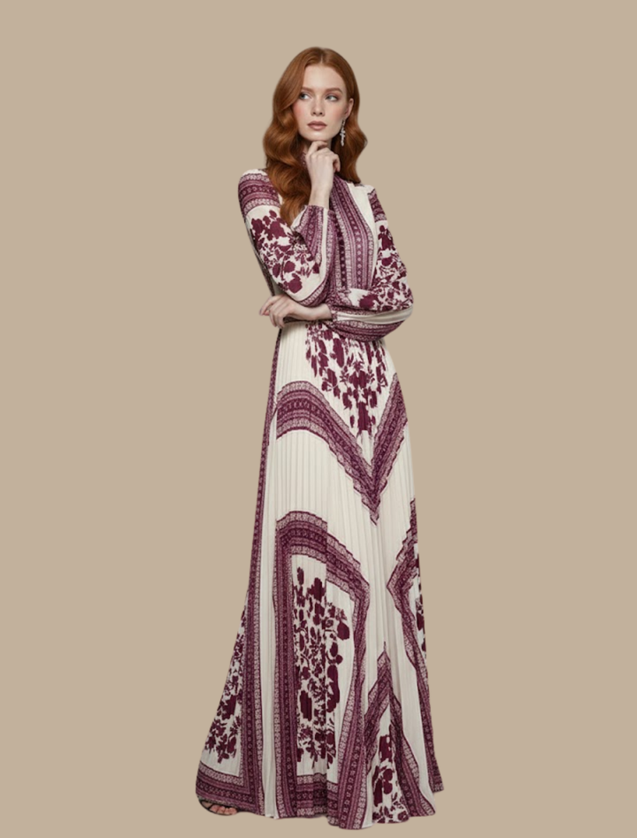 Damen Plissiertes Maxi-Abendkleid