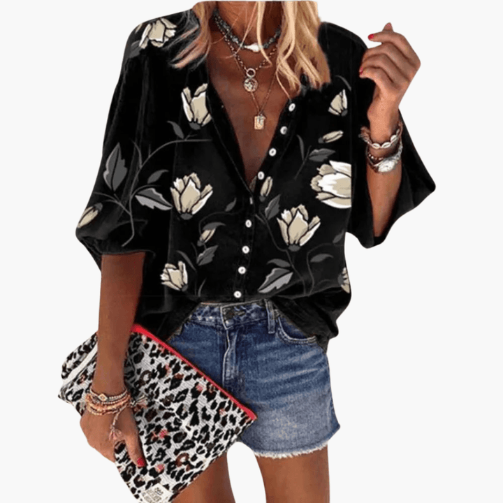 Karen - Bluse mit floralem Druck und Batwing-Ärmeln