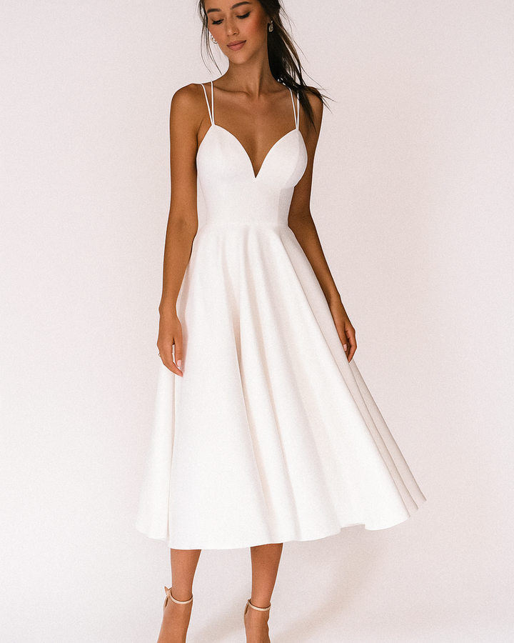 Damen Hochzeitsgast Träger Midi Kleid