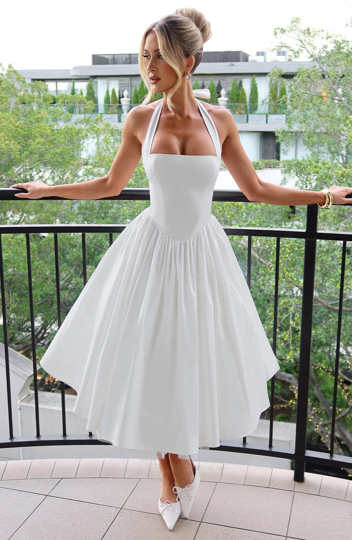 Damen Hochzeitsgast Halter Midi Kleid