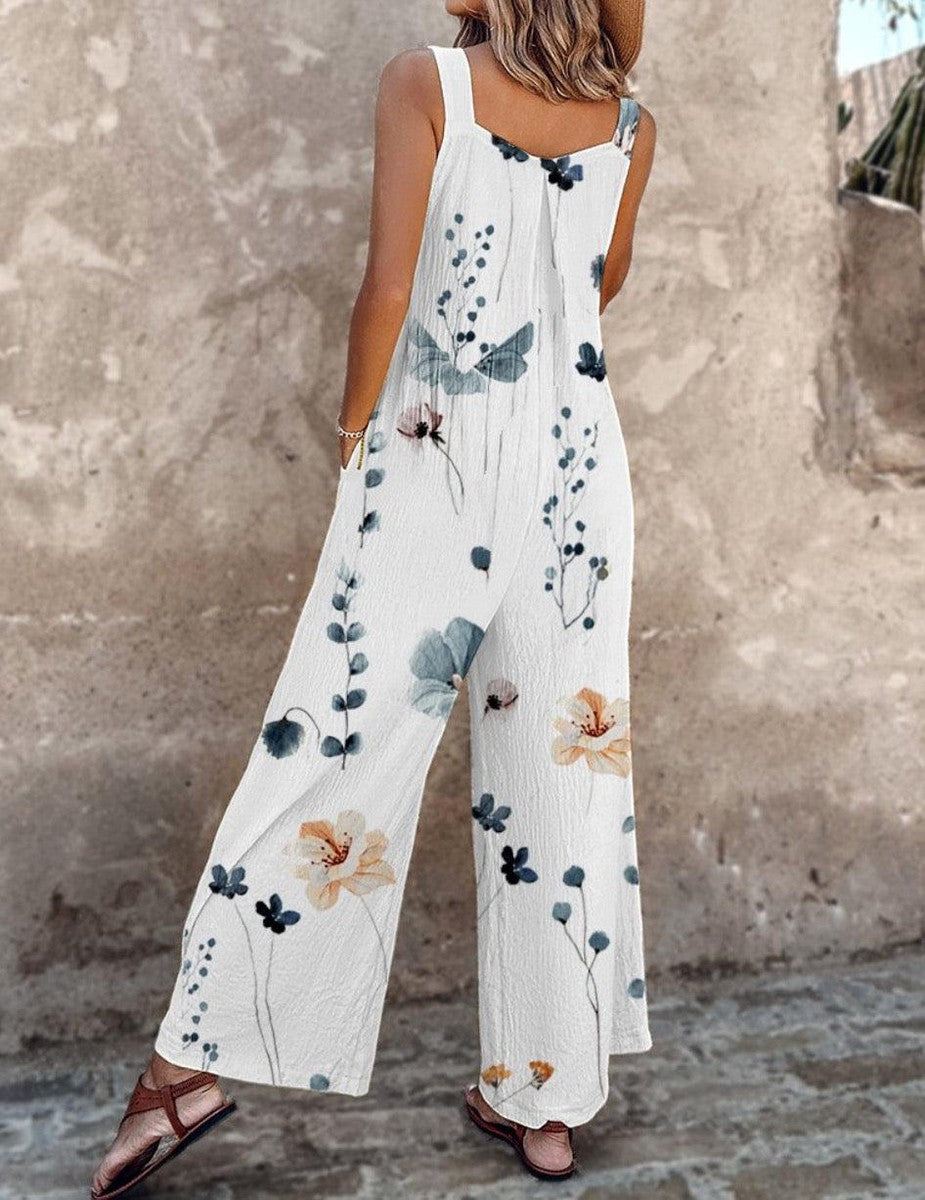 Daisy | Damen Overall mit floralem Druck, weit geschnitten, ärmellos