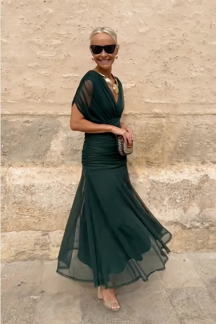 Damen Cocktail Off-Shoulder Floral Maxi Kleid