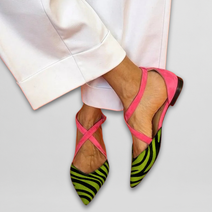 Fern Ballerinas mit Riemchen für Damen – im Look kombiniert
