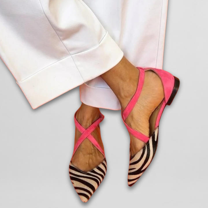 Fern Ballerinas mit Riemchen für Damen – Vorderansicht