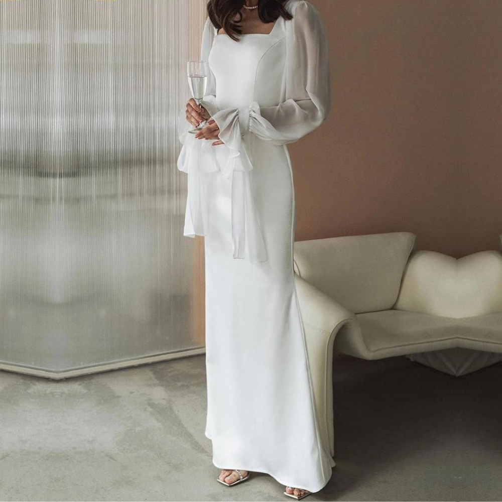 Damen Chic Kleid für Hochzeitsgäste mit Gürtel