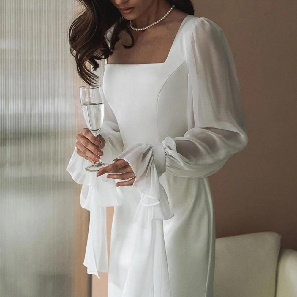 Damen Chic Kleid für Hochzeitsgäste mit Gürtel
