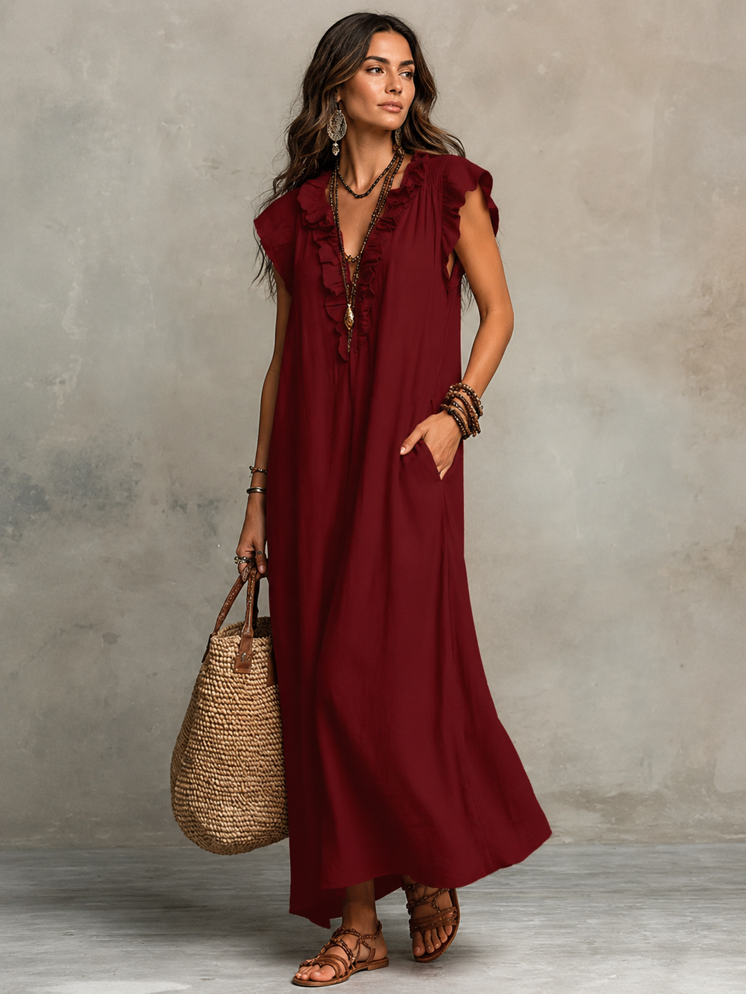 Camélia - Bohemian Bauchversteckende Maxi Kleid