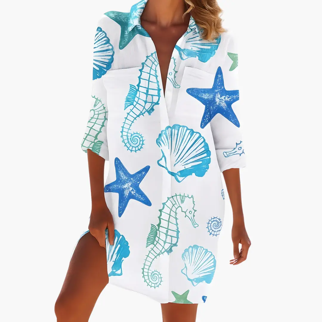 Damen Hemdkleid mit langen Ärmeln und Knopfleiste
