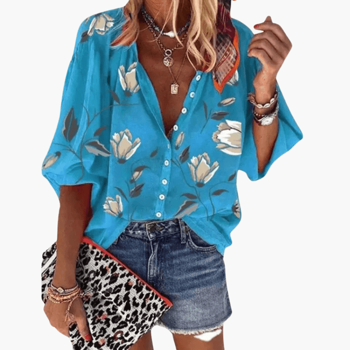 Karen - Bluse mit floralem Druck und Batwing-Ärmeln