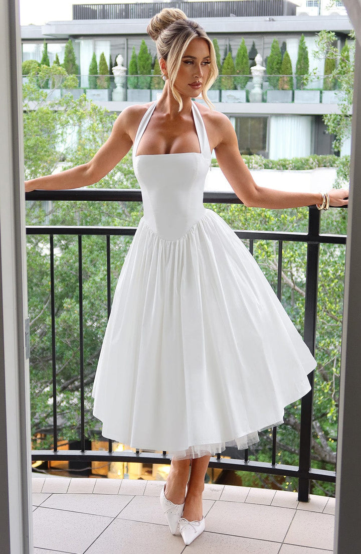 Damen Hochzeitsgast Halter Midi Kleid