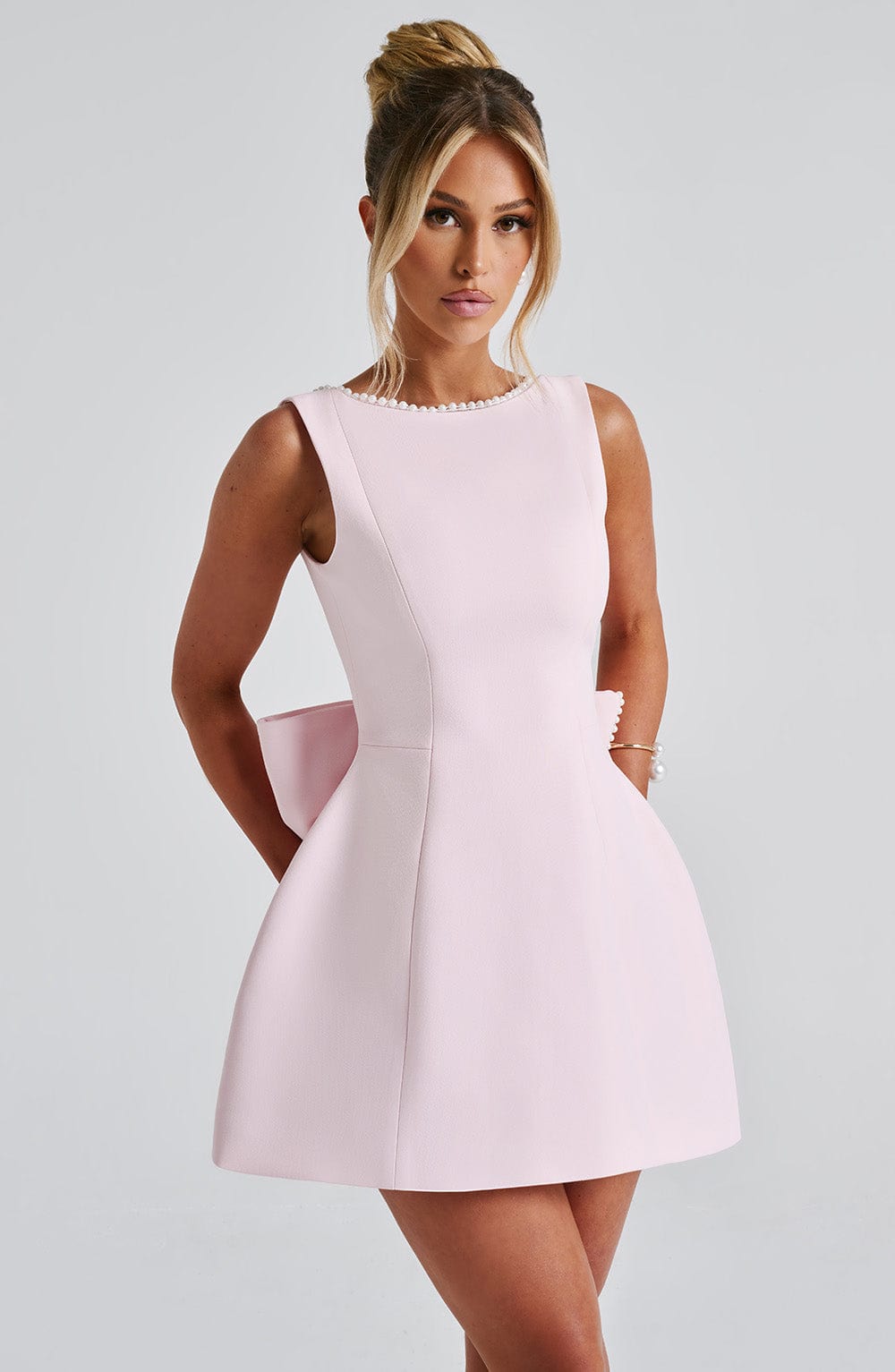 Damen Hochzeitsgast Struktur Mini Kleid