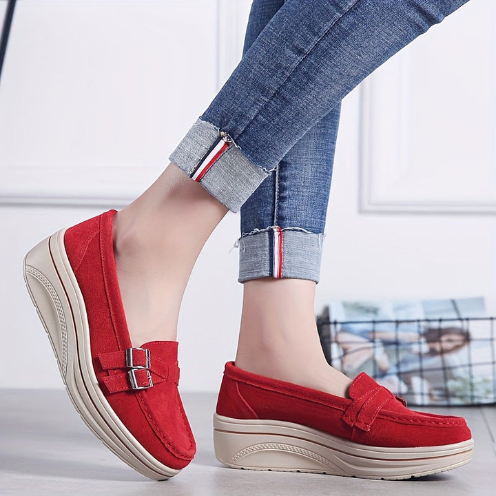 Damen Plattform Slipper mit Schnalle und dicker Sohle