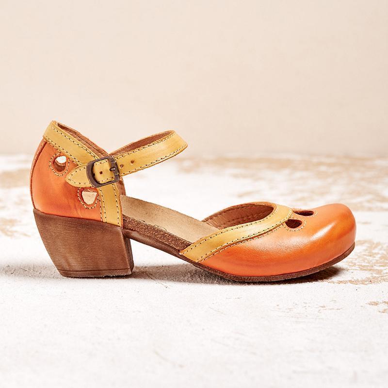 Damen Pumps mit Blockabsatz und Knöchelriemen im Retro Chic