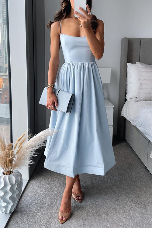 Damen Midikleid mit figurbetontem Oberteil und fließendem Rock