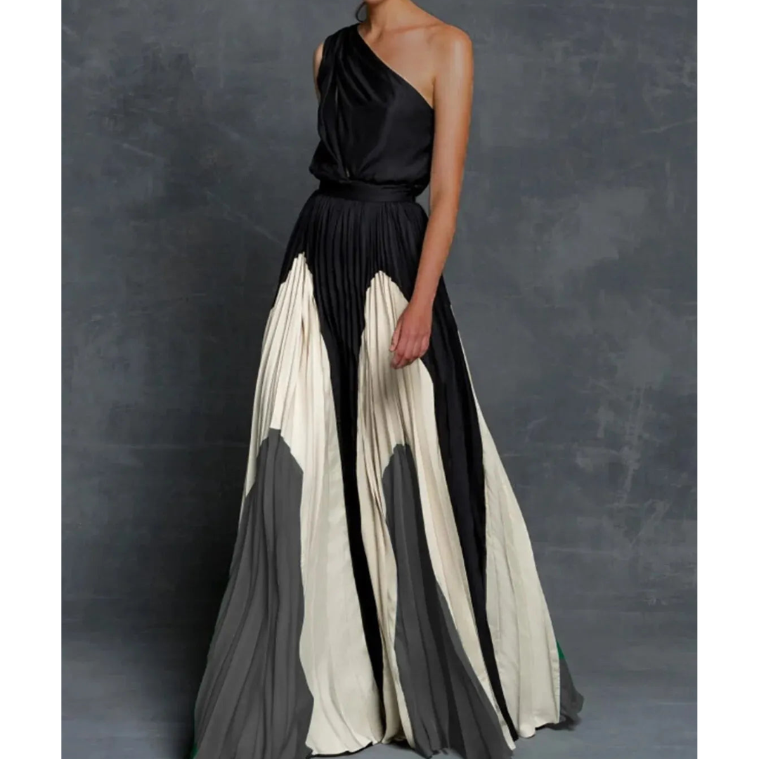 Damen Maxikleid mit Ein-Schulter-Design in kräftiger Farbe