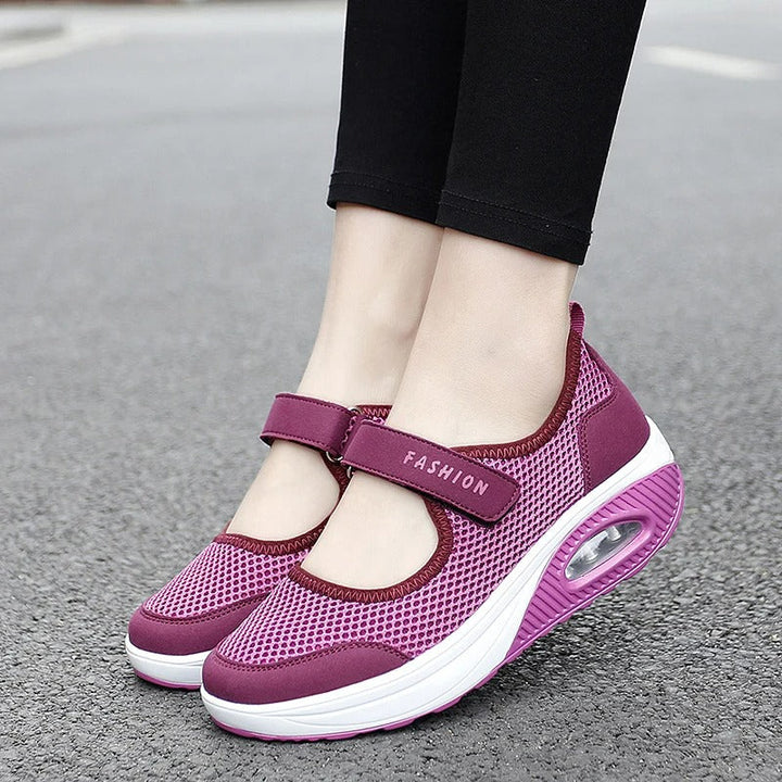 Damen Sneaker mit Plattform und Klettverschluss