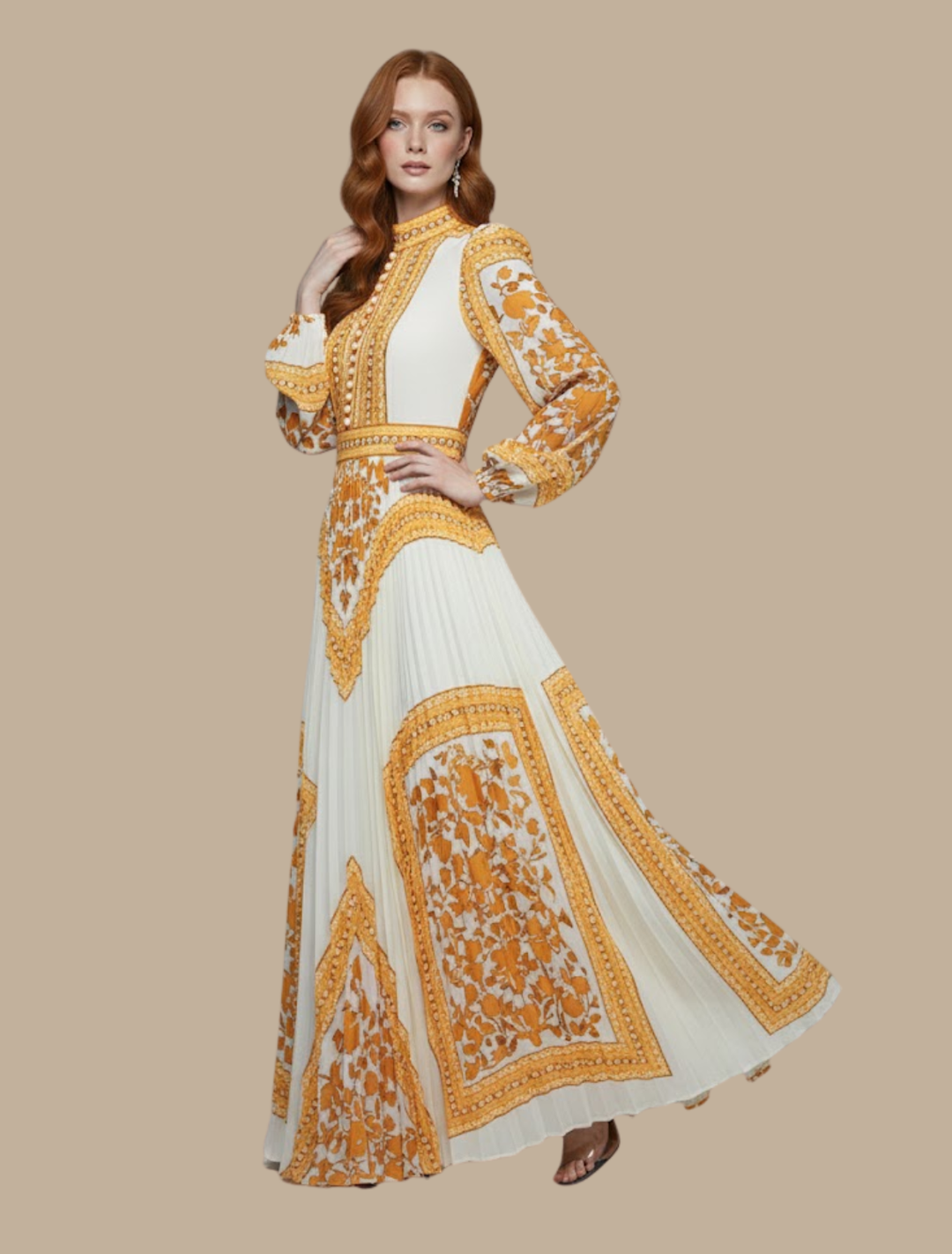 Damen Plissiertes Maxi-Abendkleid