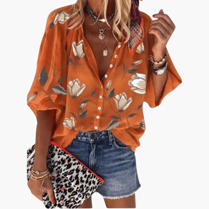 Karen - Bluse mit floralem Druck und Batwing-Ärmeln