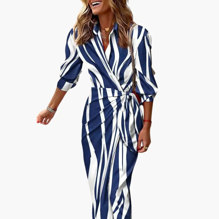 Gestreiftes Hemdkleid – Damen Maxikleid aus Baumwolle
