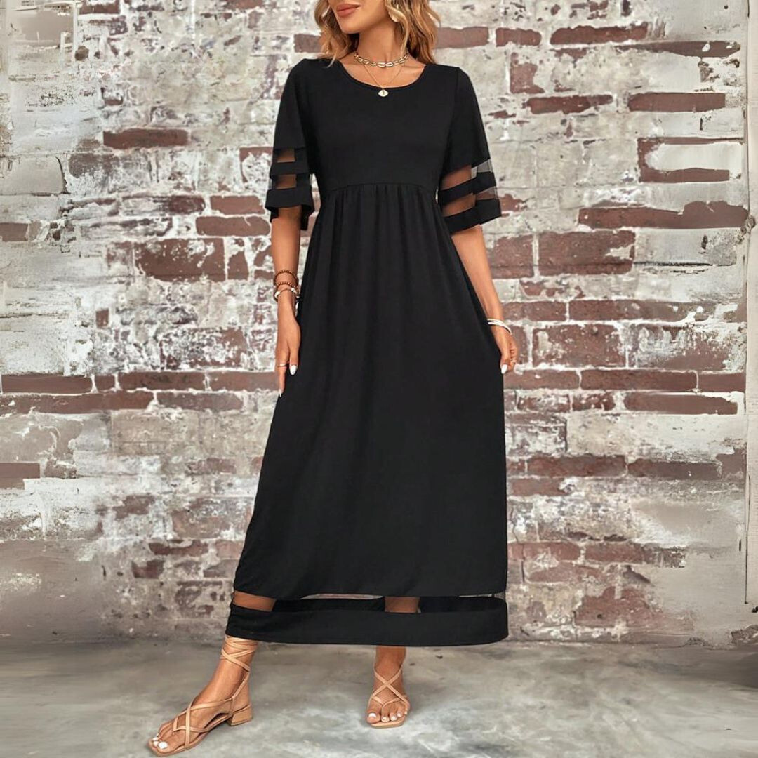 Damen Maxikleid mit Kurzarm