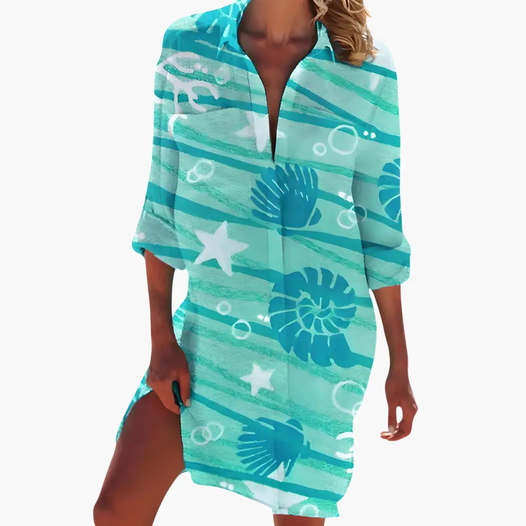 Damen Hemdkleid mit langen Ärmeln und Knopfleiste